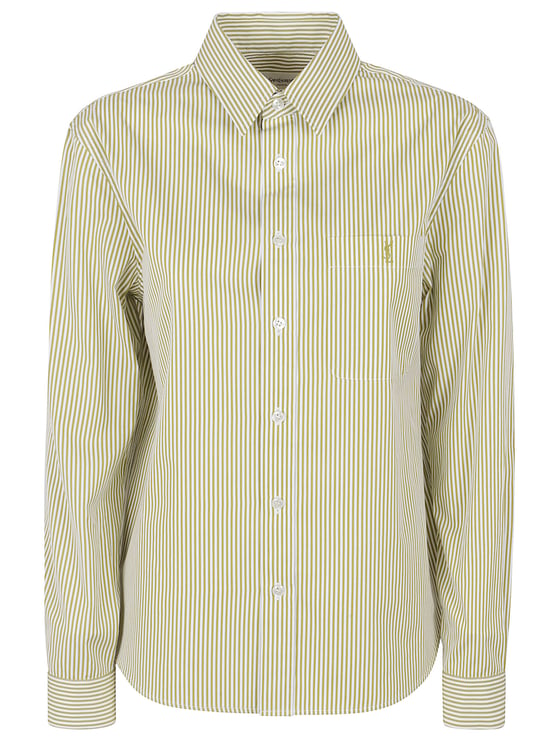 Saint Laurent Vertical Stripe Cotton Poplin Shirt