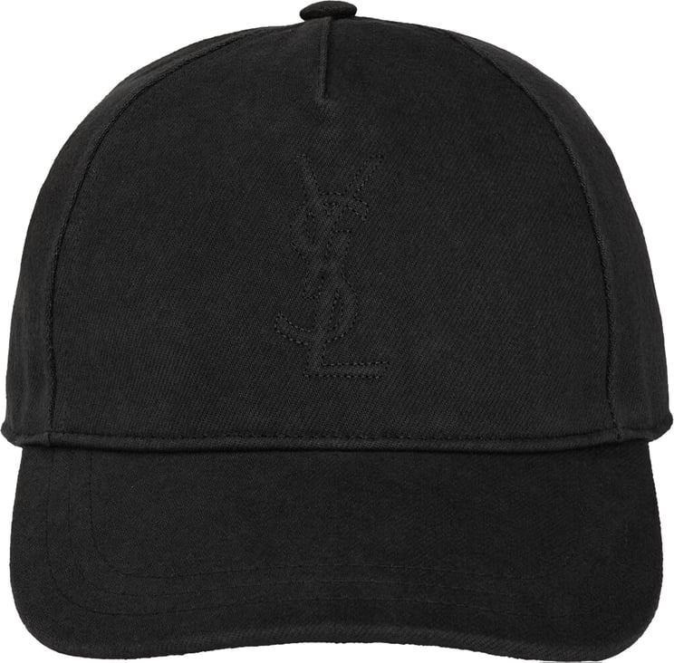 Saint Laurent Black Berretto Cassandre Structured Cap