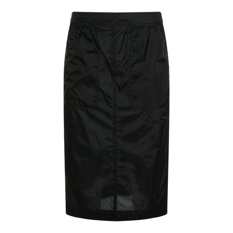 Saint Laurent Knee-Length Black Skirt With Subtle Gathered Waistband