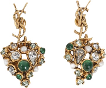 Saint Laurent Saint Laurent Heart Pendant Hammered Cassandre Earrings
