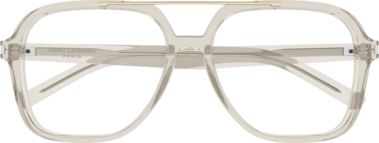 Saint Laurent Translucent Square Frame Sunglasses With Gold Accent