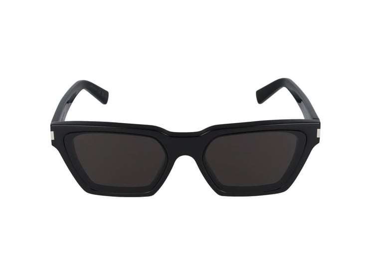 Saint Laurent Black Glossy Acetate Oversized Square Sunglasses
