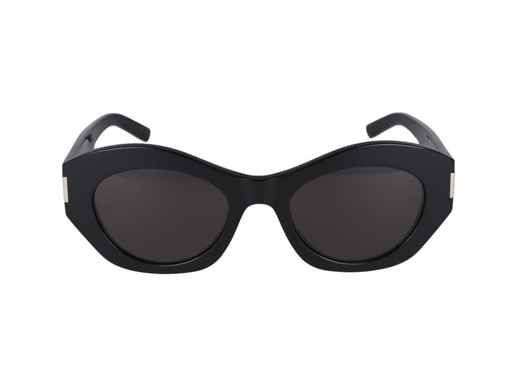 Saint Laurent Black Glossy Oversized Geometric Sunglasses
