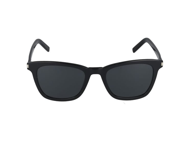 Saint Laurent Black Glossy Finish Rectangular Acetate Sunglasses