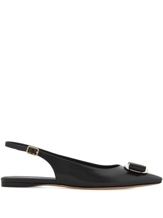 Salvatore Ferragamo Black Zelmy Pointed Toe Slingback Ballerinas