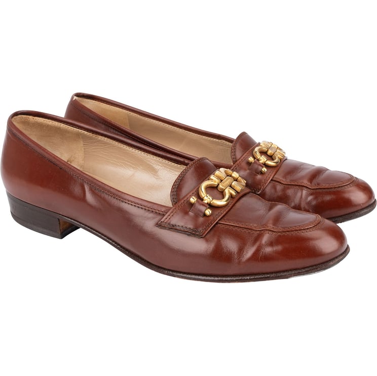 Salvatore Ferragamo Salvatore Ferragamo Brun Leather Gancini Loafers (38-39)
