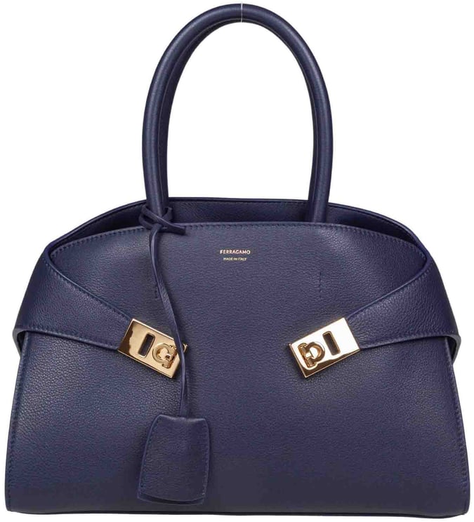 Salvatore Ferragamo Ferragamo hug th m leather handbag, blue