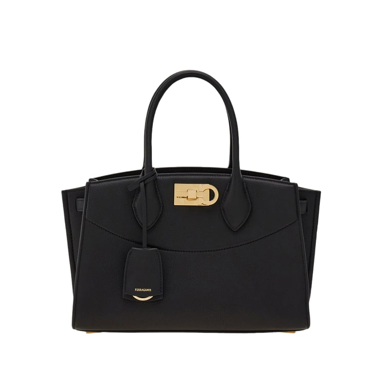 Salvatore Ferragamo Textured Leather Structured Handbag with Gancini Closure