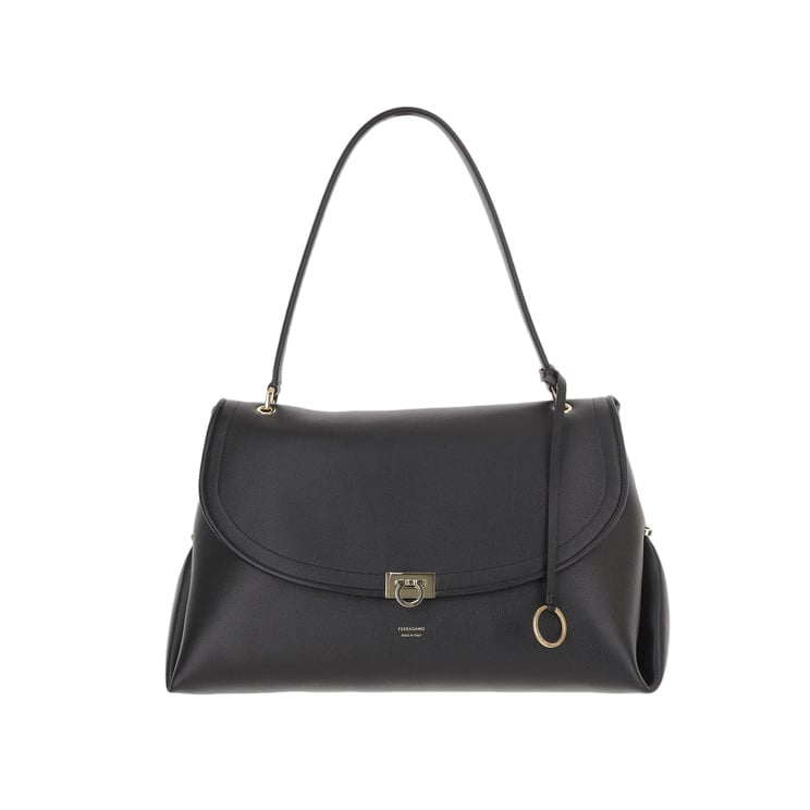Salvatore Ferragamo Embossed Leather Shoulder Bag With Hook-And-Eye Closure