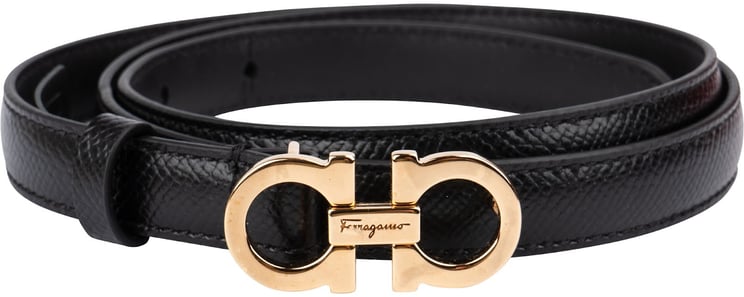 Salvatore Ferragamo Salvatore Ferragamo Black Leather Gancini Belt (80)