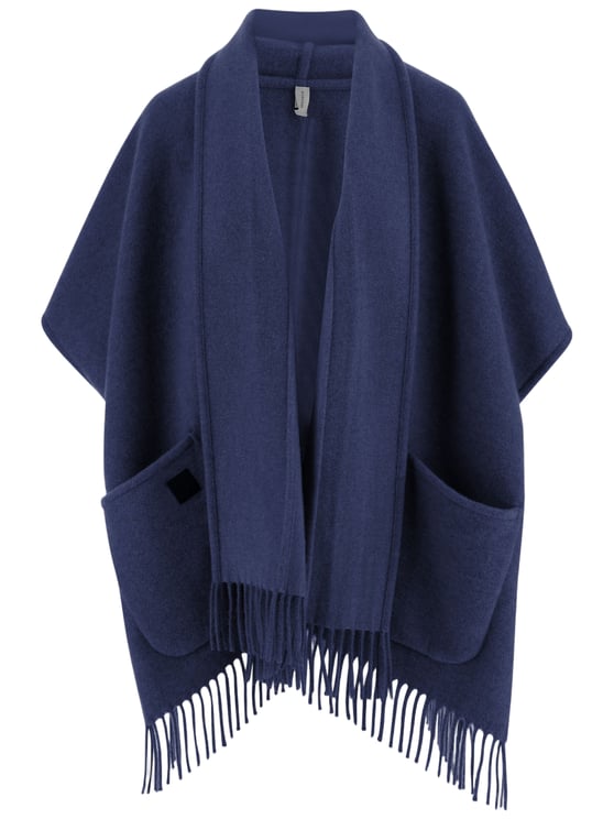 Salvatore Ferragamo Cashmere Cape with Wrap Neckline and Fringed Hem
