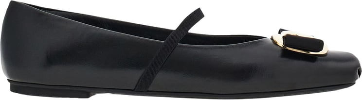 Salvatore Ferragamo Black Zina Sophisticated Nappa Leather Ballerinas