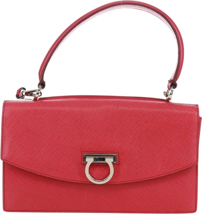 Salvatore Ferragamo Salvatore Ferragamo Gancini Convertible Top Handle Saffiano Leather Small