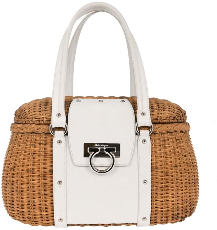 Salvatore Ferragamo Salvatore Ferragamo Basket Gancini Handbag Leather and Wicker