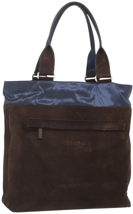 Salvatore Ferragamo Salvatore Ferragamo Convertible Front Zip Pocket Tote Suede