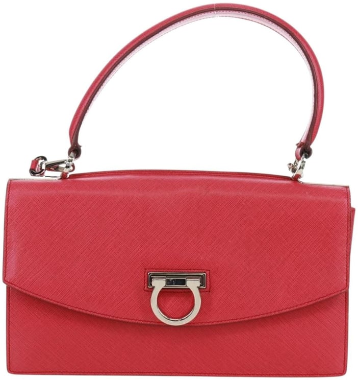 Salvatore Ferragamo Salvatore Ferragamo Gancini Convertible Top Handle Bag Saffiano Leather East West