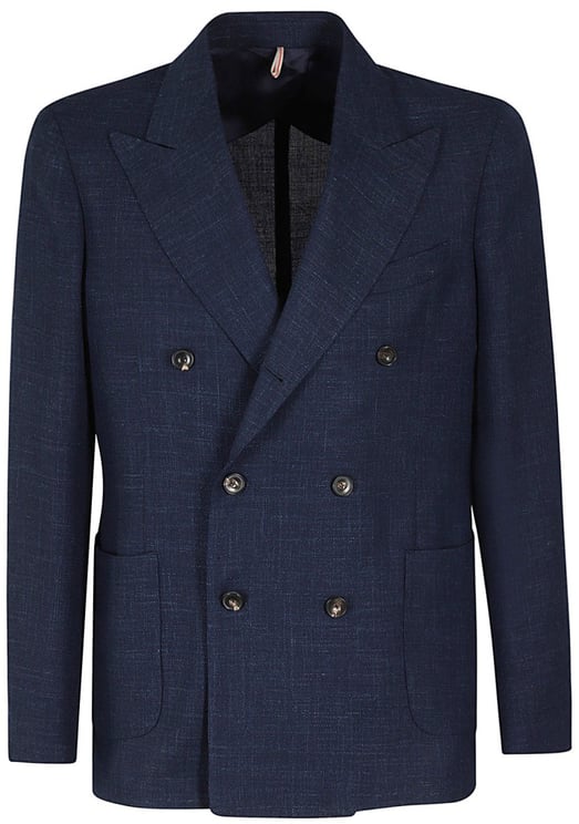 SANTANIELLO Double Breasted Slim Wool Linen Jacket