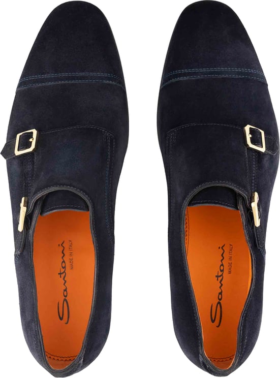 Santoni Dubbele Gespschoenen Van Suede