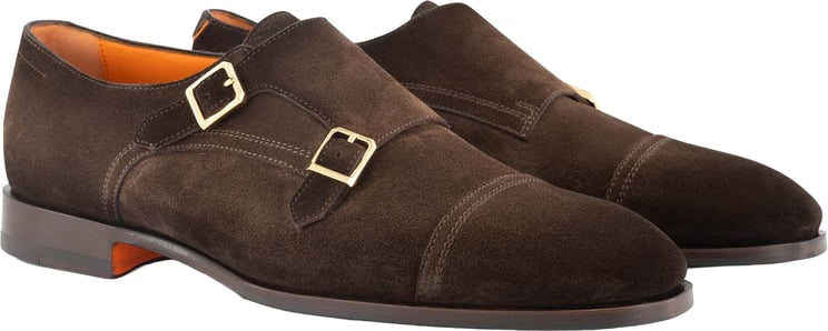 Santoni Axel Dubbele Gespschoenen Van Suede