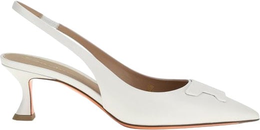 Santoni Santoni White Calf Leather Bos Taurus Mid Heel Pumps