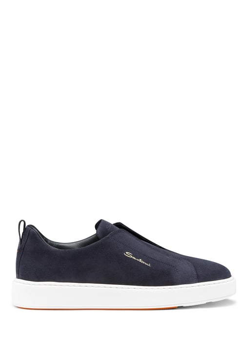 Santoni Suede Slip-On Sneakers