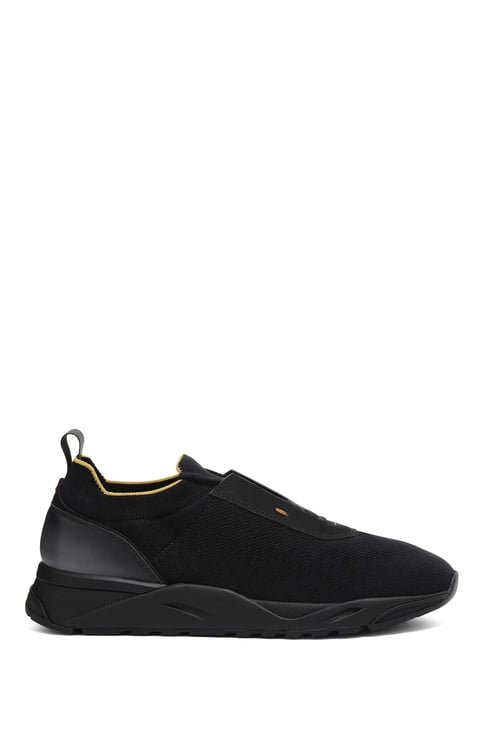 Santoni Stretch Fabric Slip-On Sneakers