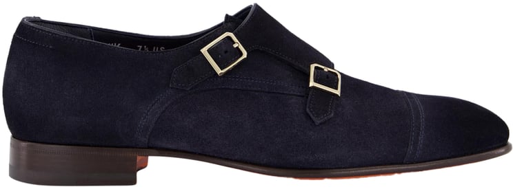 Santoni Heren Double Buckle Loafer Blauw
