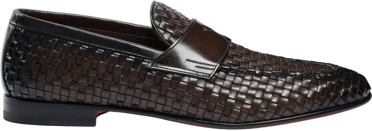 Santoni Men's woven leather loafer