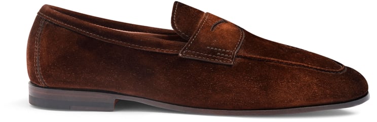 Santoni Men's suede Carlo loafer