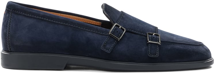Santoni Suede double buckle loafers