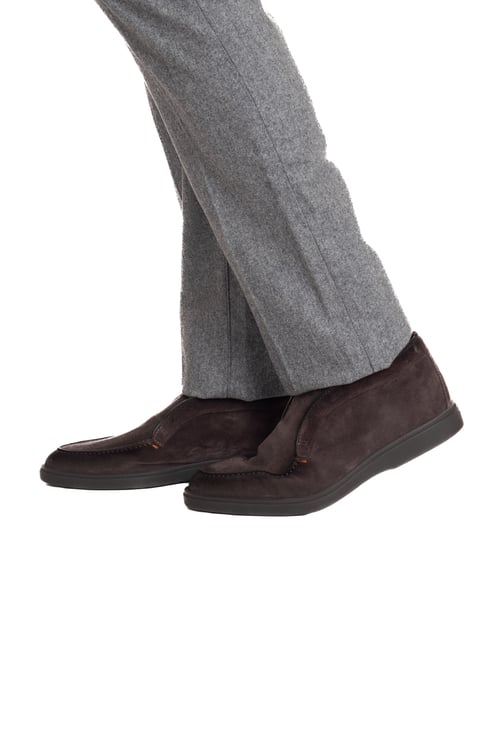 Santoni Suede Slip-On with Rubber Sole