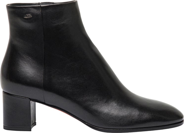Santoni Women’s black leather midheel ankle boot