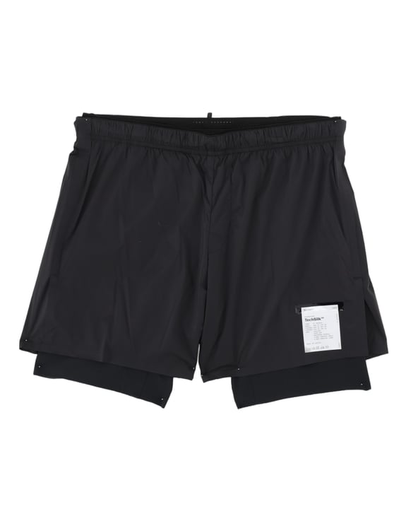 Satisfy Layered Black Activewear Shorts With Elastic Waistband