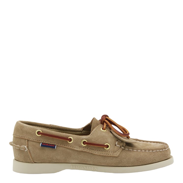 SEBAGO Classic Moccasin-Style Flats with Leather Lace Detail
