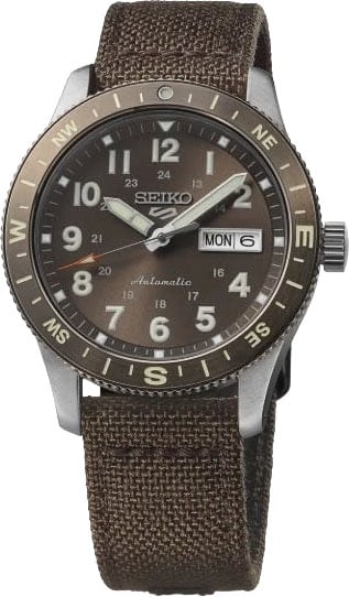 Seiko Seiko Horloge HDB009K1 5 Sport Staal Automaat 100m Waterdicht Bruin Nylon 40mm