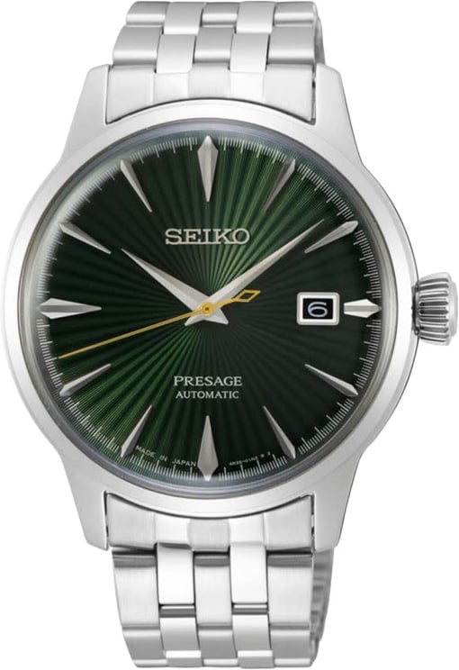 Seiko Seiko Horloge SRPE15J1 Presage Staal Automaat 50m Waterdicht met Groene Wijzerplaat 40mm