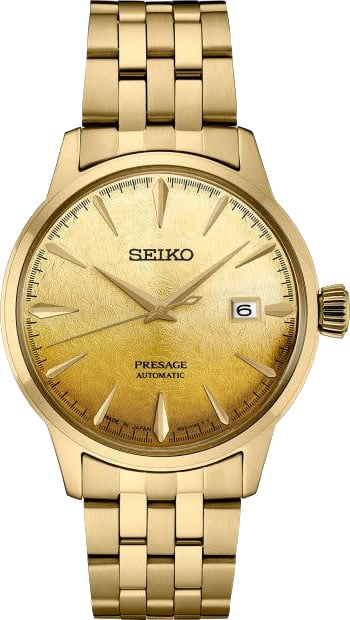 Seiko Seiko Horloge SRPK46J1 Presage Staal met Geelgouden Plating Automaat 50m Waterdicht met Cocktail Wijzerplaat 40mm