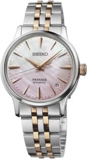 Seiko Seiko Horloge SRPM06J1 Presage Coctail Time Staal Bi-color Rose Automaat met Roze Wijzerplaat  34mm Limited Edition