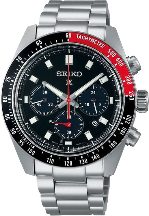 Seiko Seiko Horloge SSC915P1 Prospex Staal Solar Chronograaf Saffierglas 100m Waterdicht met Zwarte Wijzerplaat 41mm