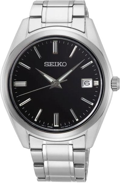Seiko Seiko Horloge SUR311P1 Staal Quartz 100M Waterdicht met Zwarte Wijzerplaat en Saffier Glas 100M Waterdicht 40mm