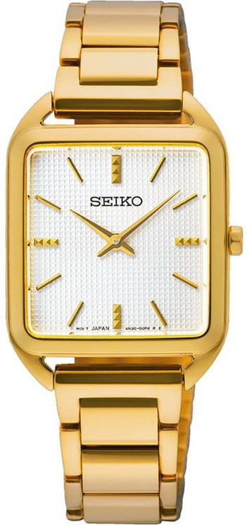 Seiko Seiko Horloge SWR078P1 Staal met Geelgouden Plating Quartz Vierkant