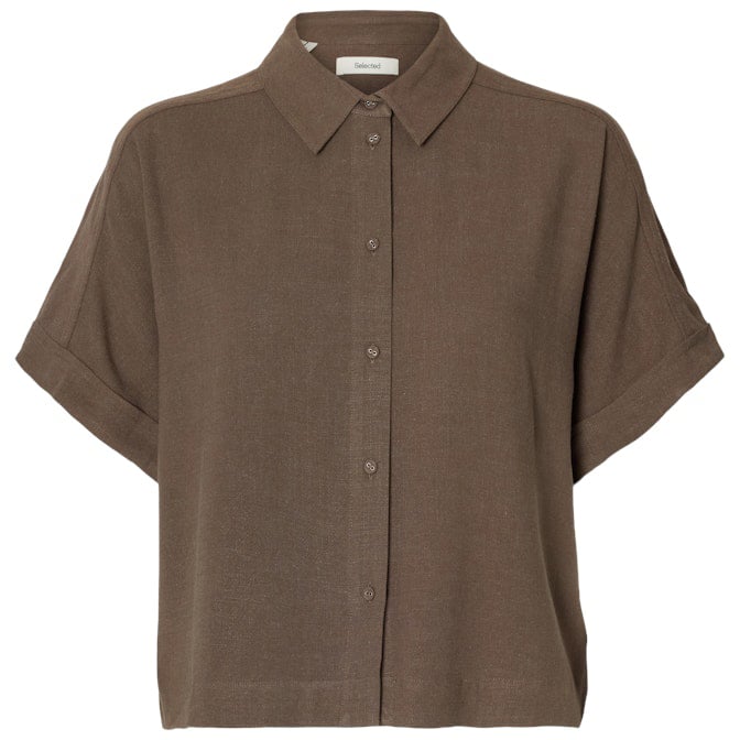 Selected Femme Selected Femme - SLWVIVA SS CROPPED SUN SHIRT NOOS - 16093937 - Chocolate Chip