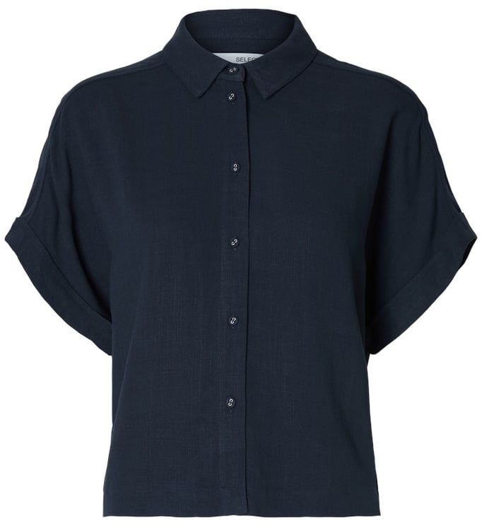 Selected Femme Selected Femme - SLWVIVA SS CROPPED SUN SHIRT NOOS - 16093937 - Dark Sapphire