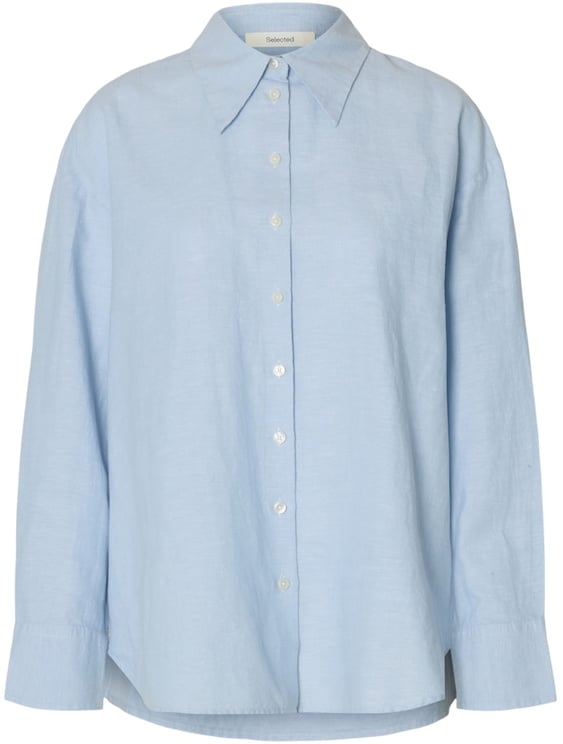 Selected Femme Selected Femme - SLWCLEO OVERSIZE LINEN BLEND SHIRT - 16099876 - Dusty Blue