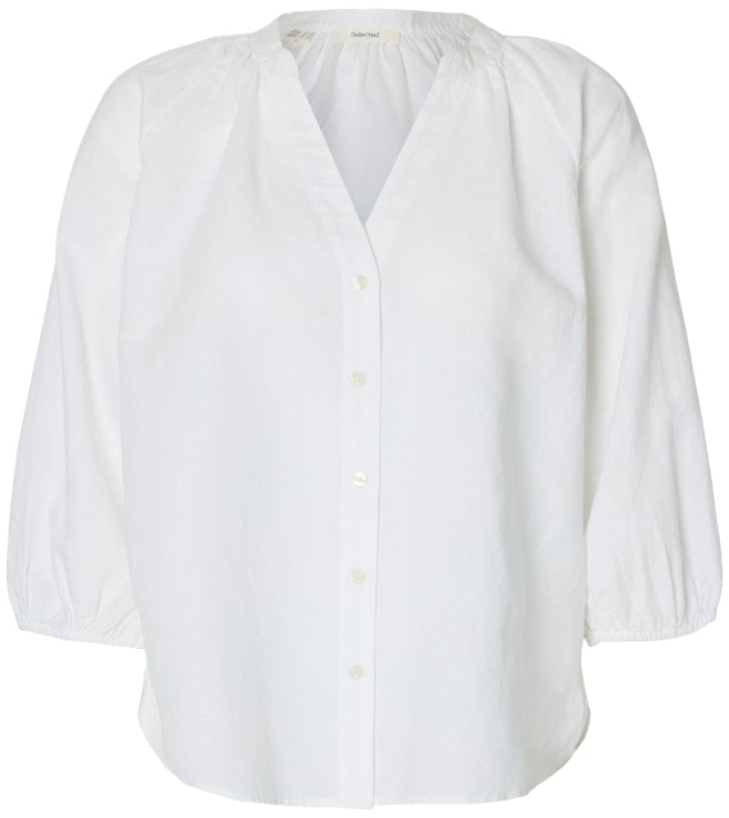 Selected Femme Selected Femme - SLWCLEO-ALBERTA LINEN BLEND SHIRT N - 16099877 - Bright White