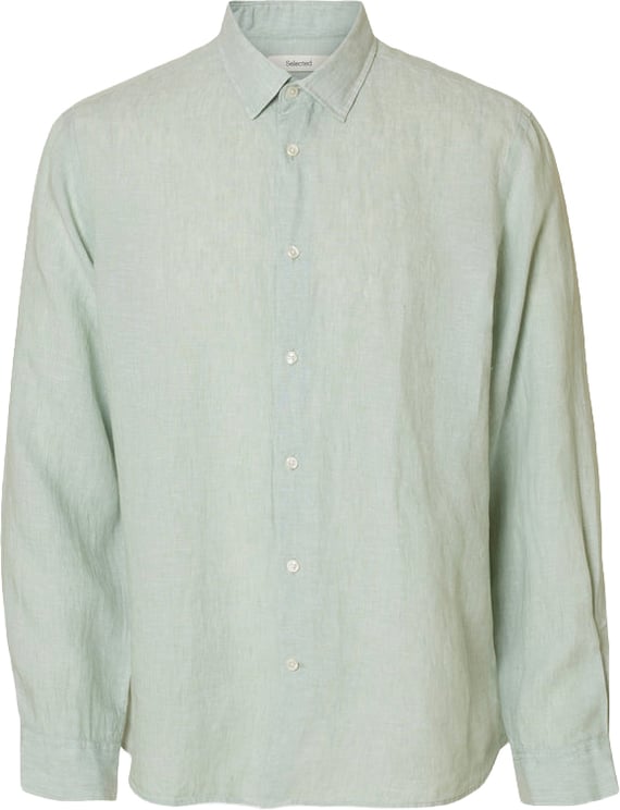 Selected Homme Camicia Regkylian Linen Aqua Gray