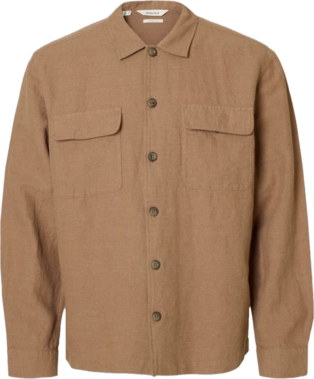 Selected Homme Overshirt Leroy Linen Blend Caribou