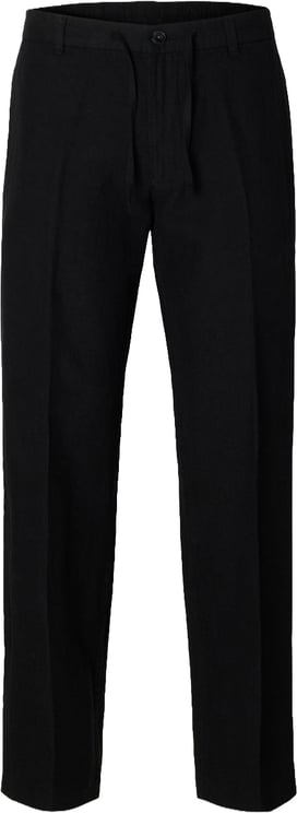 Selected Homme Pantalone Leroy Straight Linen Blend Nero