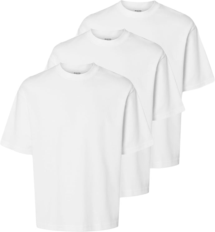 Selected Homme T-Shirt Loose Oscar 3 Pack Bianca