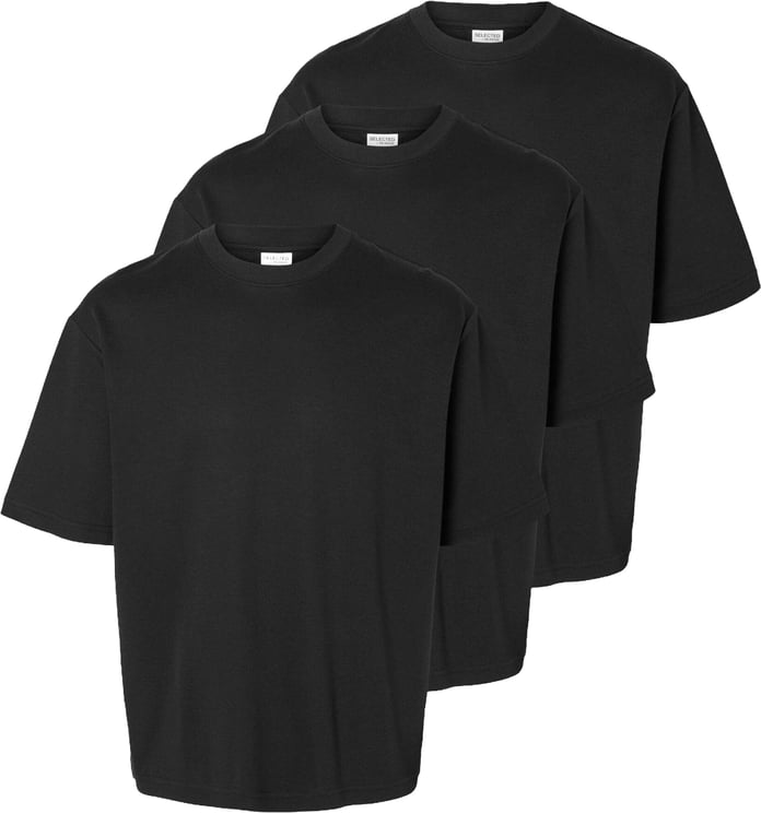 Selected Homme T-Shirt Loose Oscar Nero 3 Pack Nero